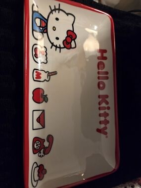 Hello Kitty White Tray with Red Trim and Multicolor Icons